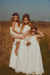 JOUET STITCHWORK SMOCKED SHOULDER STRAP DRESS